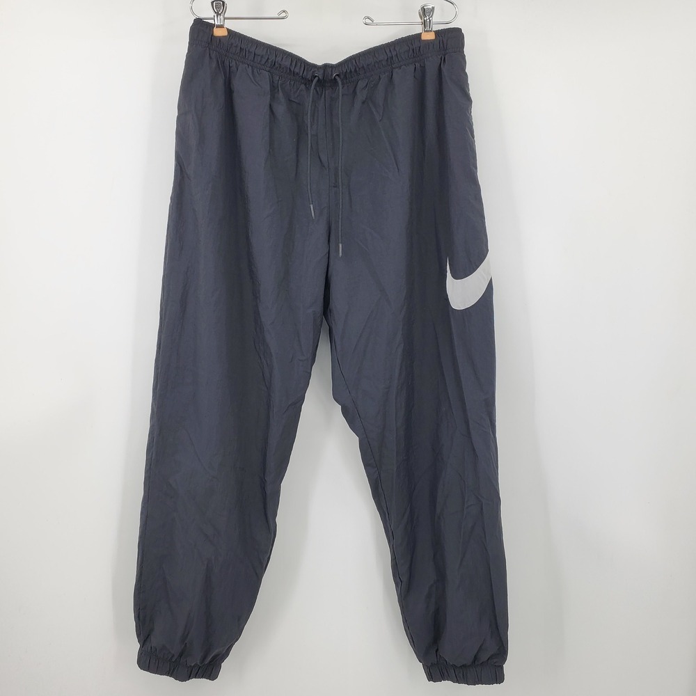Nike Sportswear Woven Track Pants Joggers Black Big Swoosh XL Windbreaker Gym